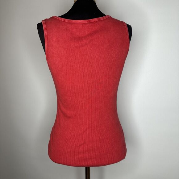 Y2K One World Red Rhinestone Tank Top L Grunge Whimsy Goth USA Cotton - Picture 2 of 10